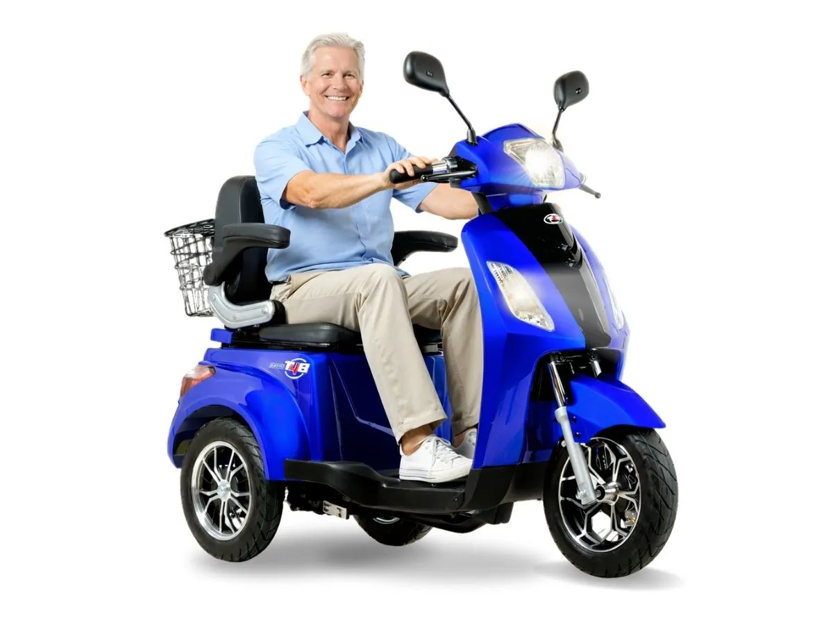 T4B Prime Blue Electric Mobility Scooter — front view
