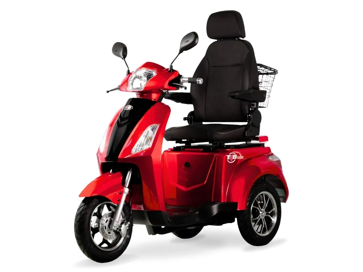 T4B Prime Deluxe 500W 3-Wheel Mobility Scooter Red — view 3