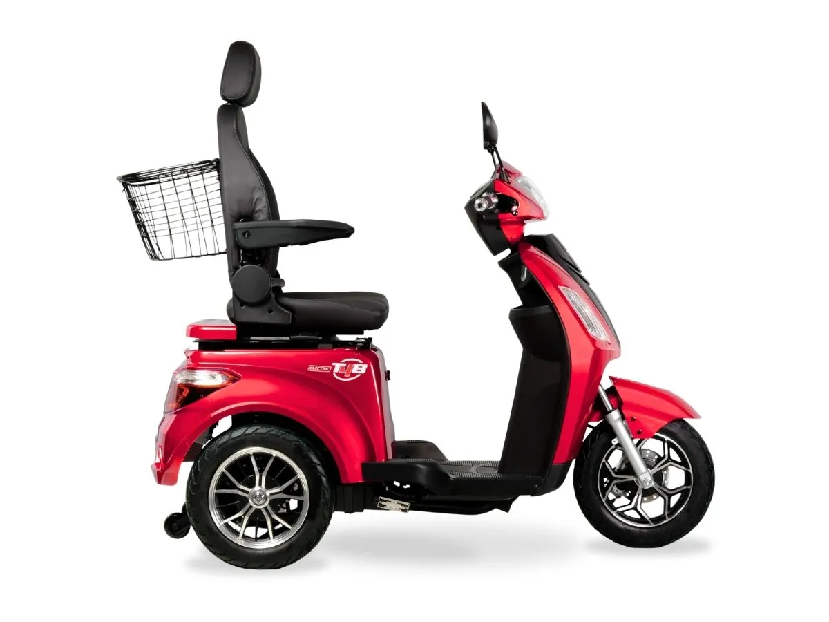T4B Prime Deluxe 500W 3-Wheel Mobility Scooter Red — view 4